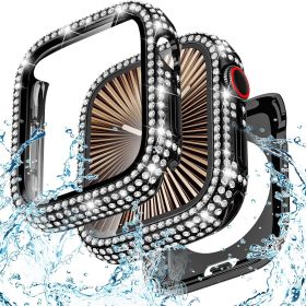 46mm Waterproof Bling Case for Apple Watch Series 11 & 10 Screen Protector 46 mm, Sparkling PC Front Bumper & Hollow Back for iWatch Cover