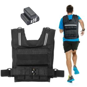 Adjustable Weighted Vest, 35lb Weight Vest with Iron Weights, Shoulder Pad, and Reflective Stripe, Body Weight Vest Exercise Set for Men Women