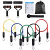 FITFIT Resistance Bands Set, 5 Stackable Tube Exercise Bands with 2 Handles, 1 Door Anchor, 2 Ankle Straps