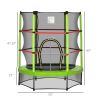 4.5FT Green Kids Trampoline with Safety Enclosure Net, Springless Design, for Ages 3 to 6