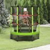 4.5FT Green Kids Trampoline with Safety Enclosure Net, Springless Design, for Ages 3 to 6