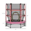 5FT Pink Kids Trampoline with Enclosure Net, Safe Bouncing, for Ages 3 to 6, Indoor/Outdoor Use