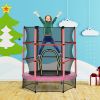 5FT Pink Kids Trampoline with Enclosure Net, Safe Bouncing, for Ages 3 to 6, Indoor/Outdoor Use