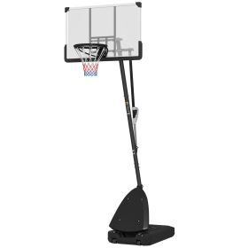 4.9-10' Basketball Stand, Freestanding Basketball System with 44" Shatterproof Backboard, Rebound System and Wheels (Option: Black-1170x800x245 mm)