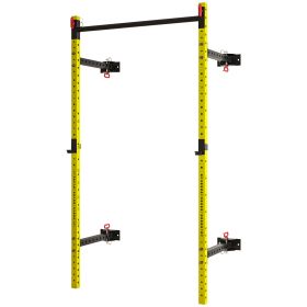 Folding Squat Rack with Pull Up Bar, Wall Mounted and Adjustable, 1000 Pounds Capacity Power Rack, Yellow (Option: Yellow-2370x160x180 mm)