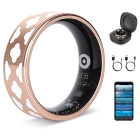 Smart Ring Health Tracker Fitness/Sleep/Stress/HRV Tracker with Charging Case Magnetic Charging Cable for Women & Men Compatible with iOS & Android 7- (Option: SmartRingCloud9)