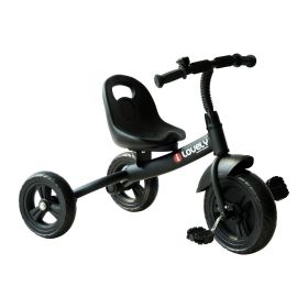 3-Wheel Indoor Outdoor Toddler Tricycle With Bell For Recreation Ride-On Black Com (Option: Black)