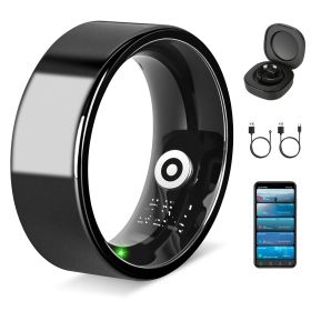 Smart Ring Health Tracker Fitness/Sleep/Stress/HRV Tracker with Charging Case Magnetic Charging Cable for Women & Men Compatible with iOS & Android 7- (Option: SmartRingBlack8)
