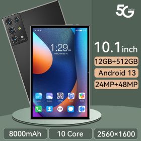 2023 New 5G Tablet PC, S30pro, 10.1 inch, 512GB large flash memory, Android Tablets, Dual Cards,  8000mAh Laptops, wifi GPS (ROM: 512GB, Color: Black)