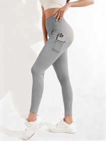 New autumn and winter high waisted, waist cinching, hip lifting fitness yoga pants, warm outdoor running and fitness pants (Color: dark gray, size: XL)