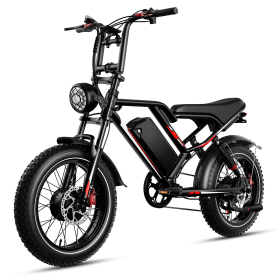 S8 Dual Motor Electric Bike - 2000W 48V 25AH, 50-60KM Range, 32MPH Speed, Fat Tires, Dual Suspension, Hydraulic Brakes - No App, Includes Freight (Option: Black)
